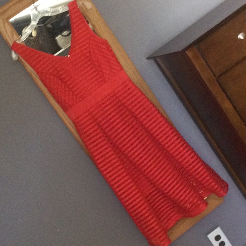 Red eyelet midi dress sz 6